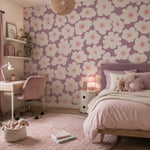 Bloemen behang oor meisjeskamer bloemen fotobehang kinderkamer mauve