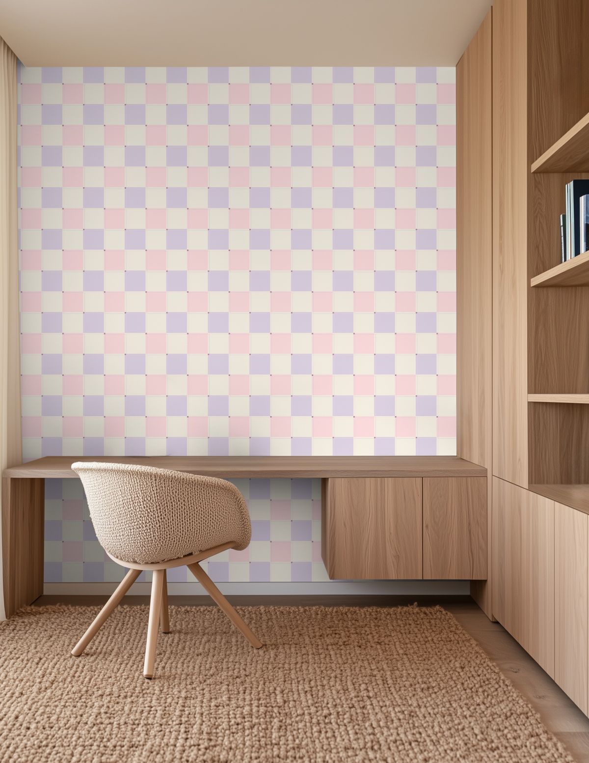 Blokken behang kinderkamer meisjeskamer roze lila tienerkamer
