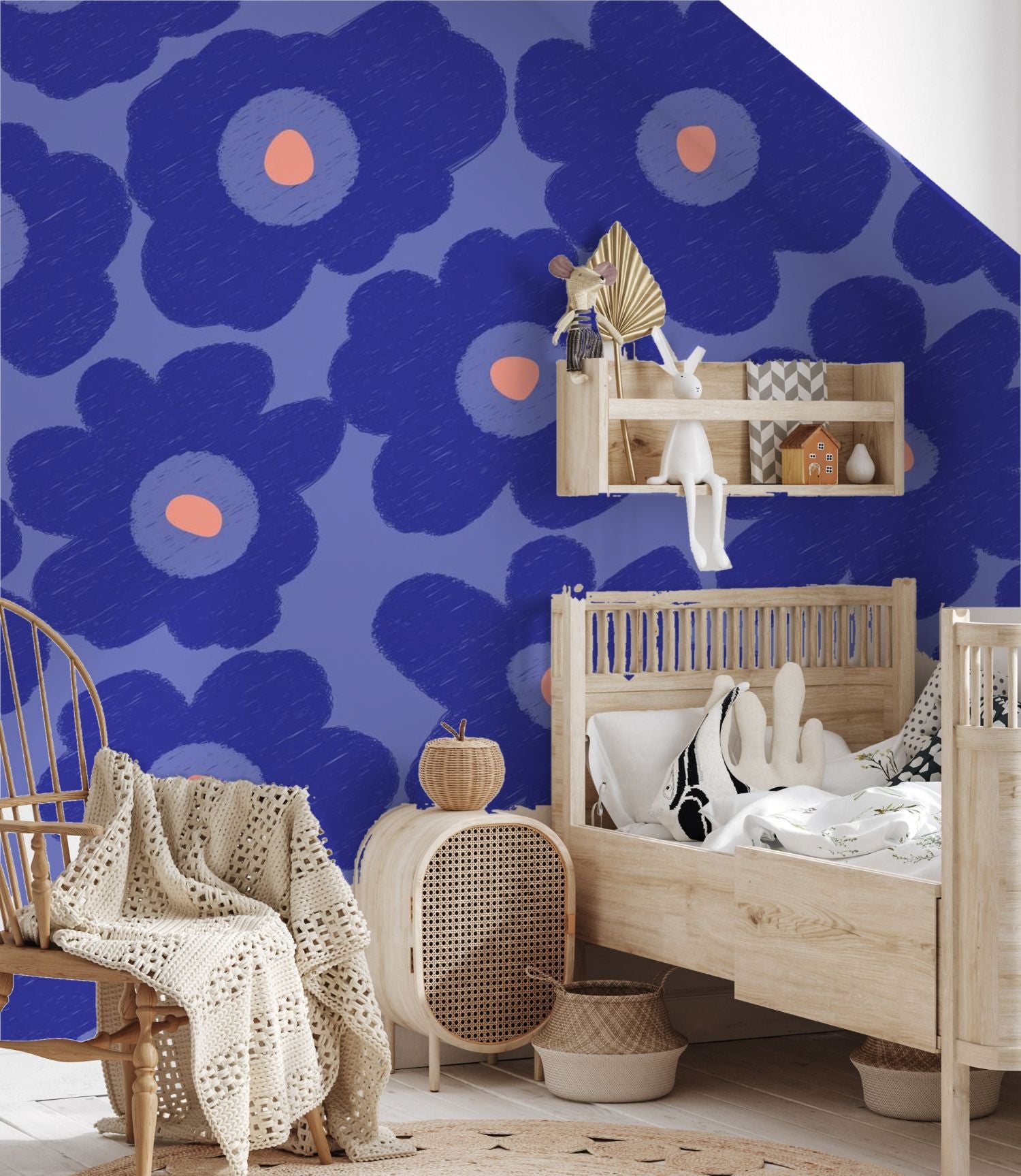 Bloemen behang voor de meisjeskamer fotobehang op maat bloom! Papr Walls Blauw