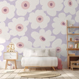 Bloemen behang kinderkamer fotobehang op maat bloom lila