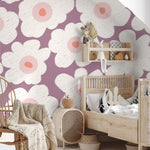 Bloemen behang voor meisjeskamer bloemen fotobehang kinderkamer mauve
