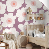 Bloemen behang voor meisjeskamer bloemen fotobehang kinderkamer mauve