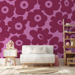Bloemen behang voor meisjeskamer bloemen fotobehang kinderkamer roze burgundy Papr Walls