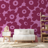 Bloemen behang voor meisjeskamer bloemen fotobehang kinderkamer roze burgundy Papr Walls