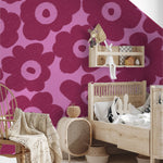 Bloemen behang voor meisjeskamer bloemen fotobehang kinderkamer roze burgundy Papr Walls