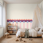 Fotobehang kinderkamer lambrisering koraal roze meisjeskamer