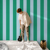 Papr Walls kinderbehang strepen behang kinderkamer teal lichtblauw