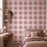 Blokken behang kinderkamer meisjeskamer roze mauve tienerkamer
