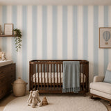 Strepen behang voor de kinderkamer babykamer lichtblauw