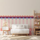 Fotobehang kinderkamer lambrisering koraal roze meisjeskamer