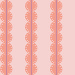 Gestreept behang met boogjes voor meisjeskamer of babykamer koraal roze met paars papr walls bubble dot koraal roze paars