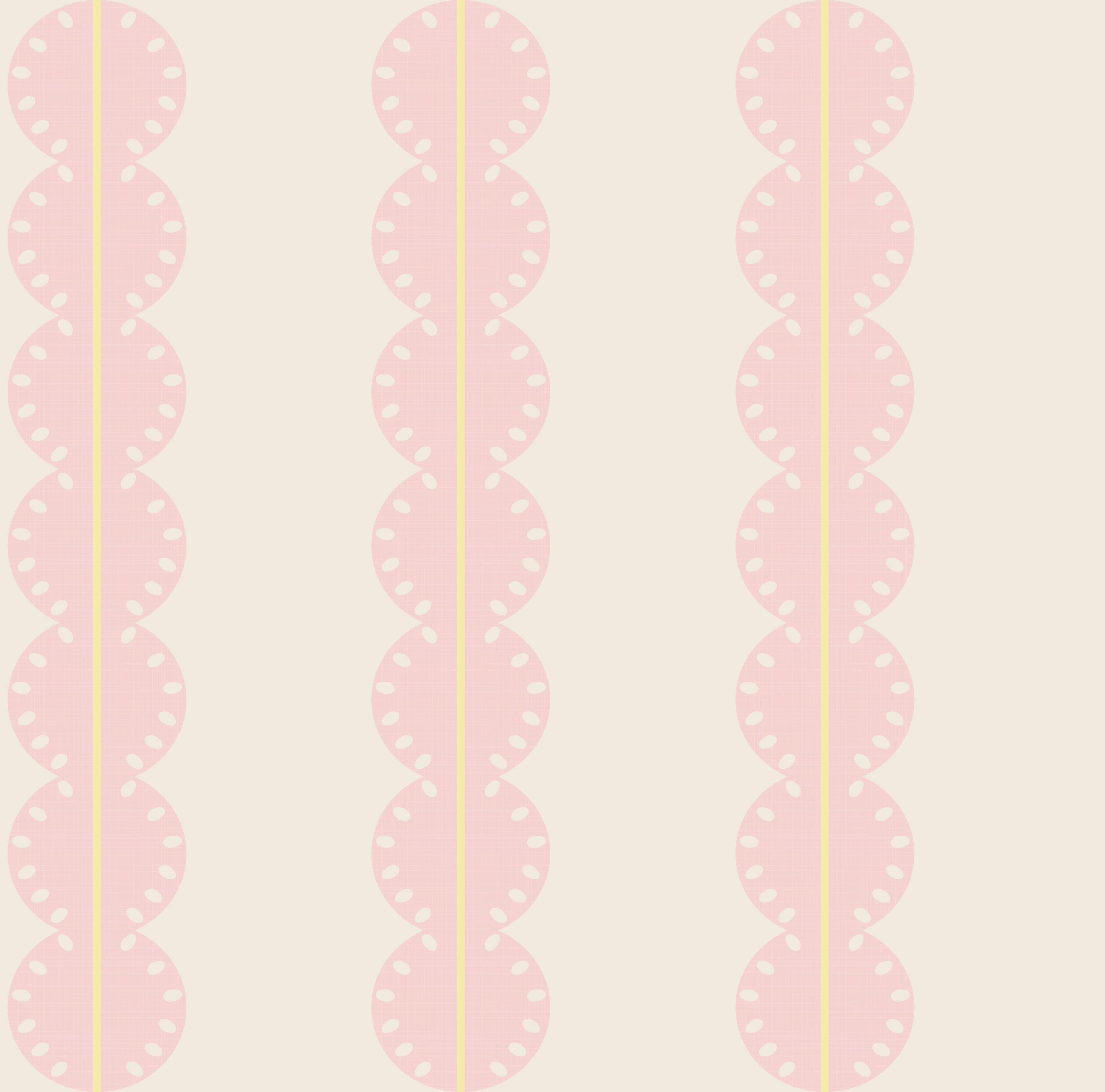 Gestreept behang met boogjes voor meisjeskamer of babykamer lichtoze met geel papr walls bubble dot lichtroze geel