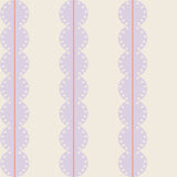 Gestreept behang met boogjes voor meisjeskamer of babykamer lila met koraal roze papr walls bubble dot lila koraal