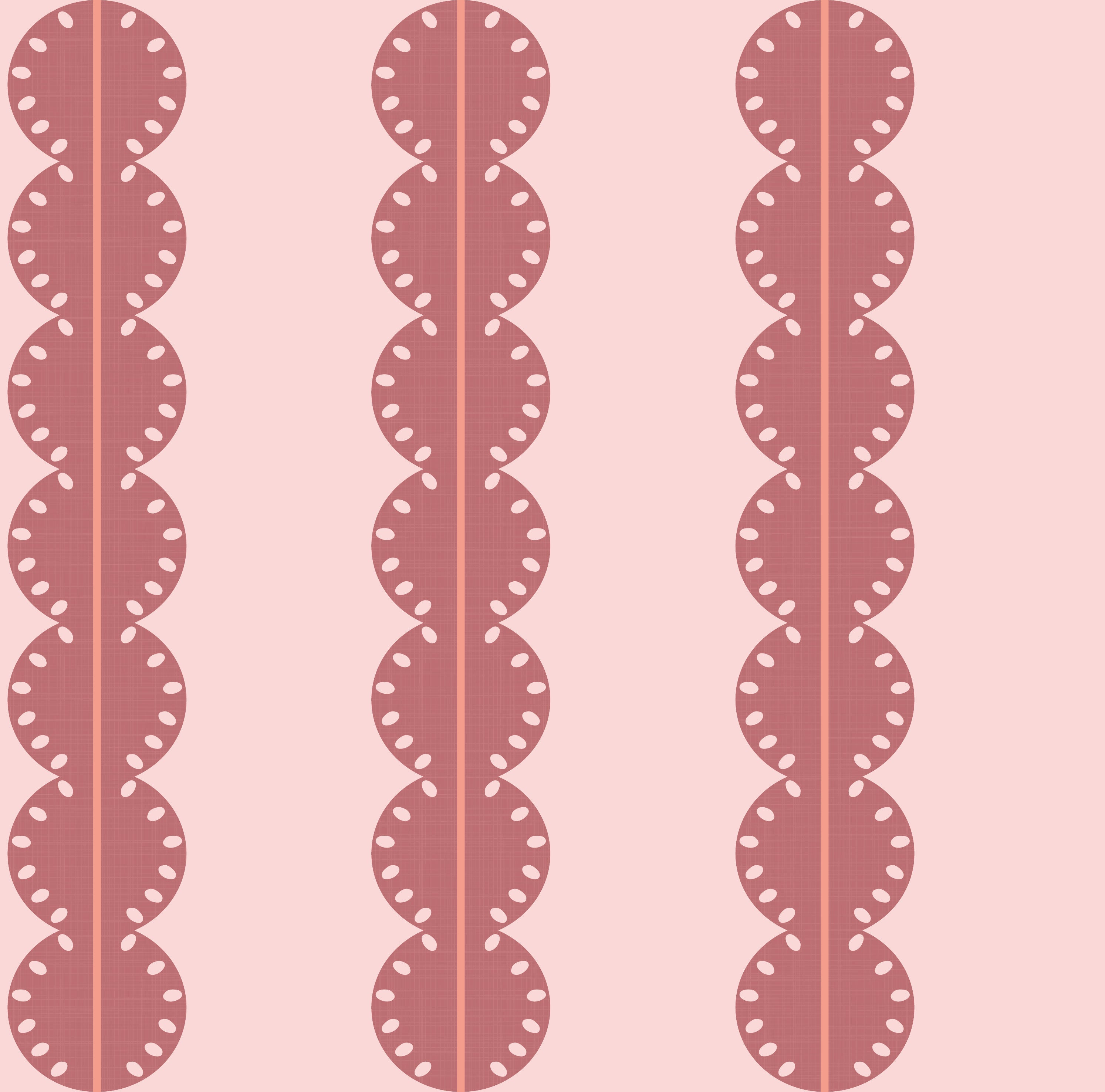 Strepen behang met boogjes voor kinderkamer meisjeskamer oudroze koraal roze papr walls bubble dot oudroze koraalroze