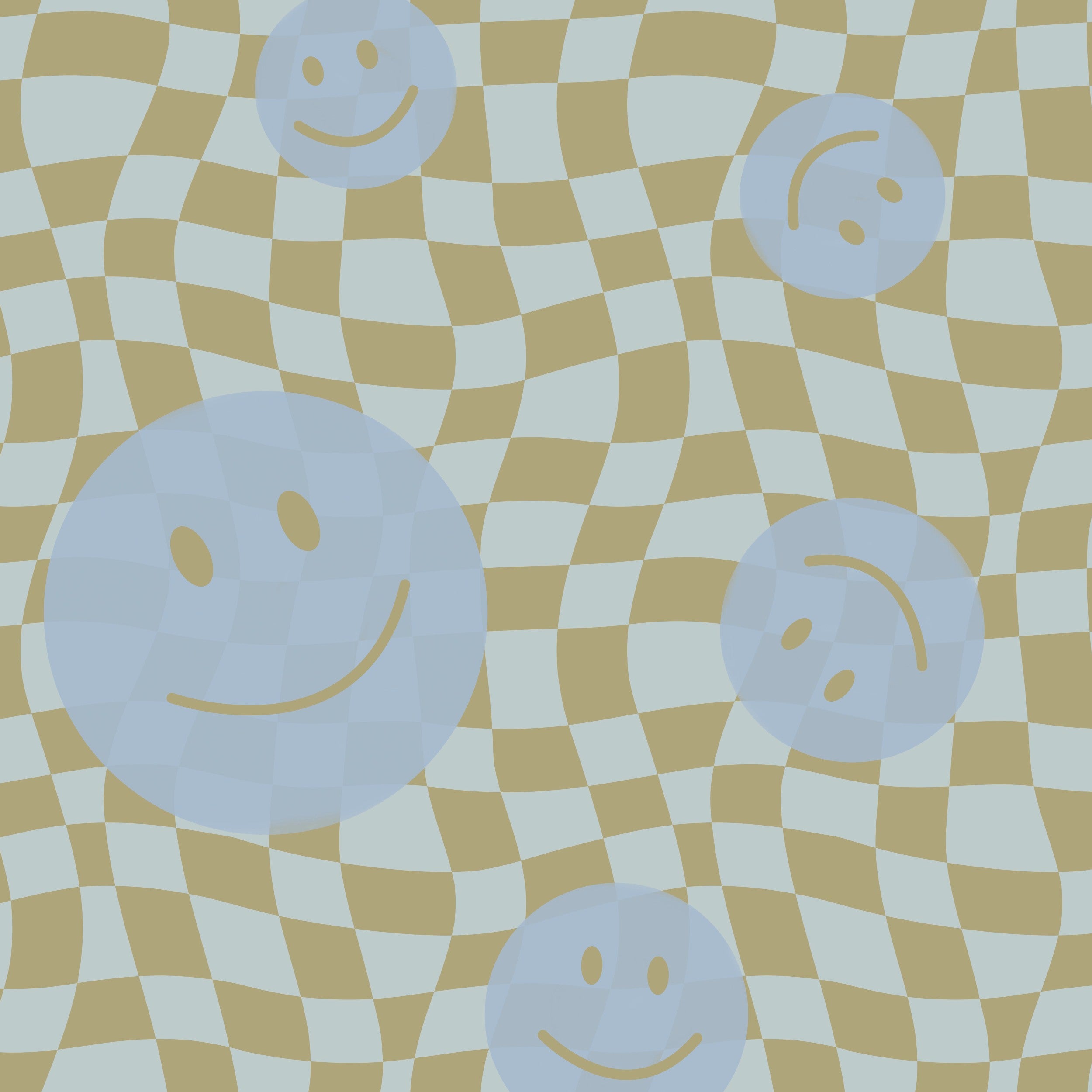 Smiley behang fotobehang kinderkamer tienerkamer jongenskamer blauw groen geblokt