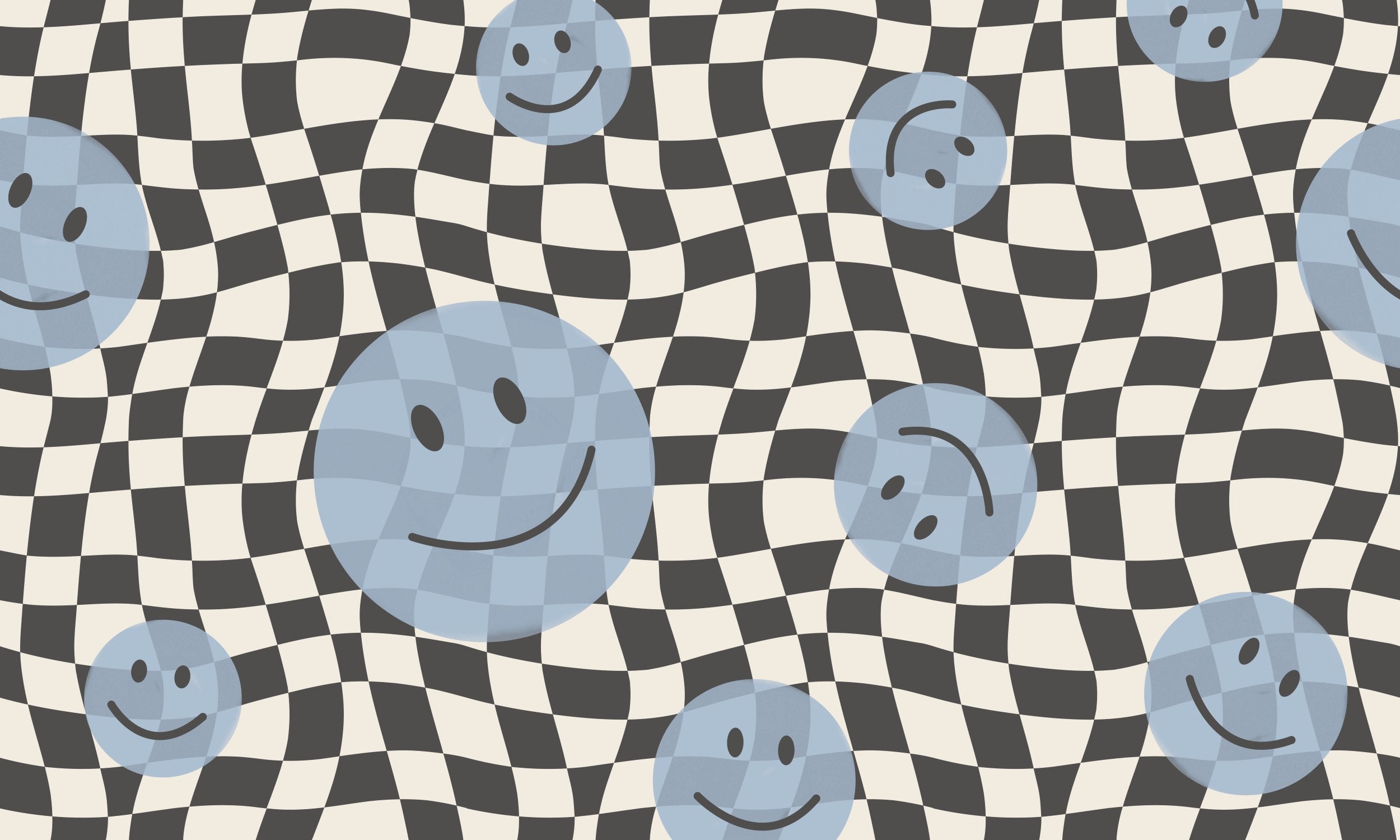 Smiley behang fotobehang kinderkamer tienerkamer jongenskamer blauw zwart wit geblokt