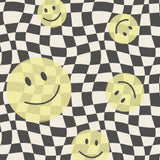 Smiley behang fotobehang kinderkamer tienerkamer jongenskamer geel zwart wit geblokt