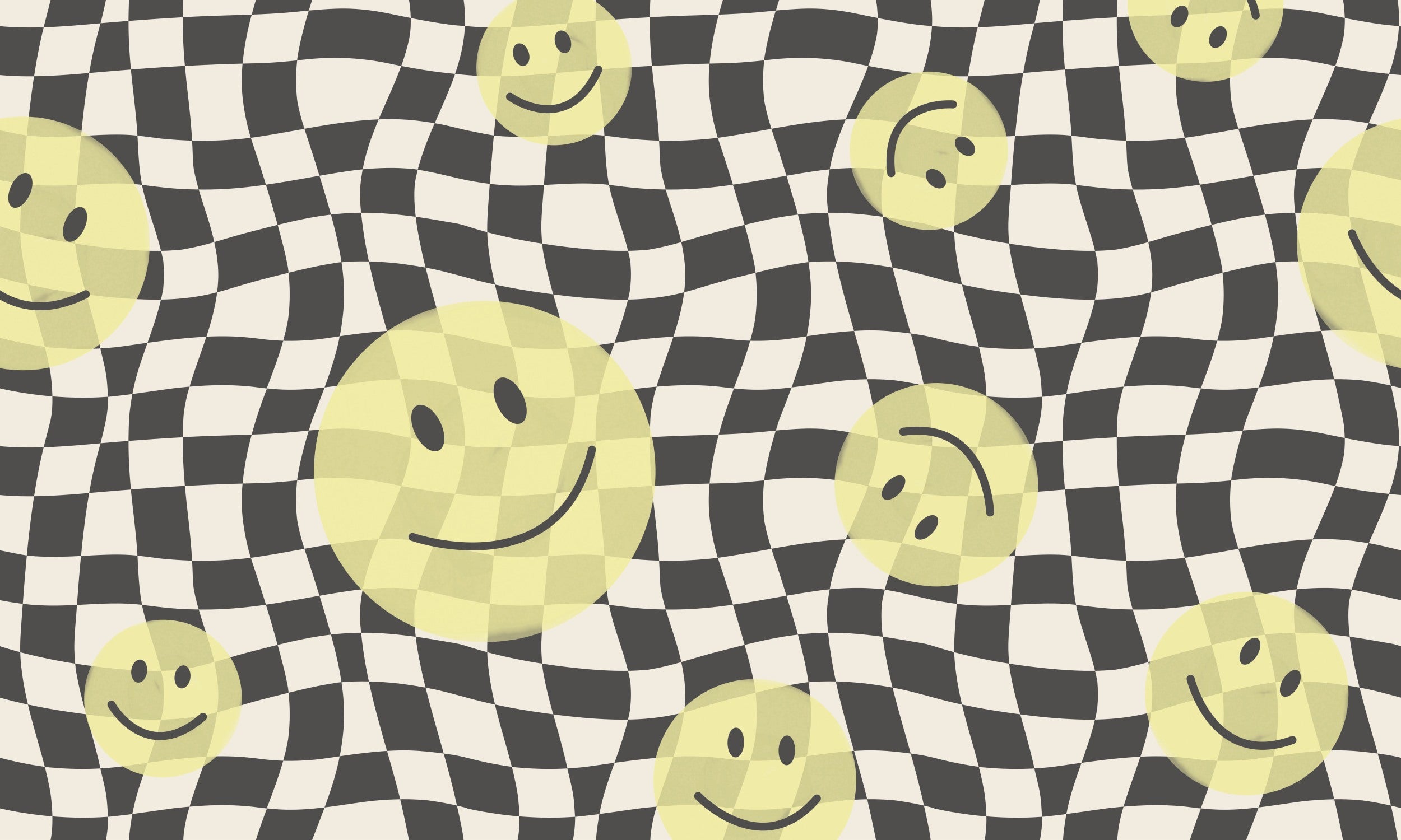 Smiley behang fotobehang kinderkamer tienerkamer jongenskamer geel zwart wit geblokt