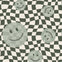 Smiley behang fotobehang voor kinderkamer tienerkamer zwart wit geblokt met groene smiley