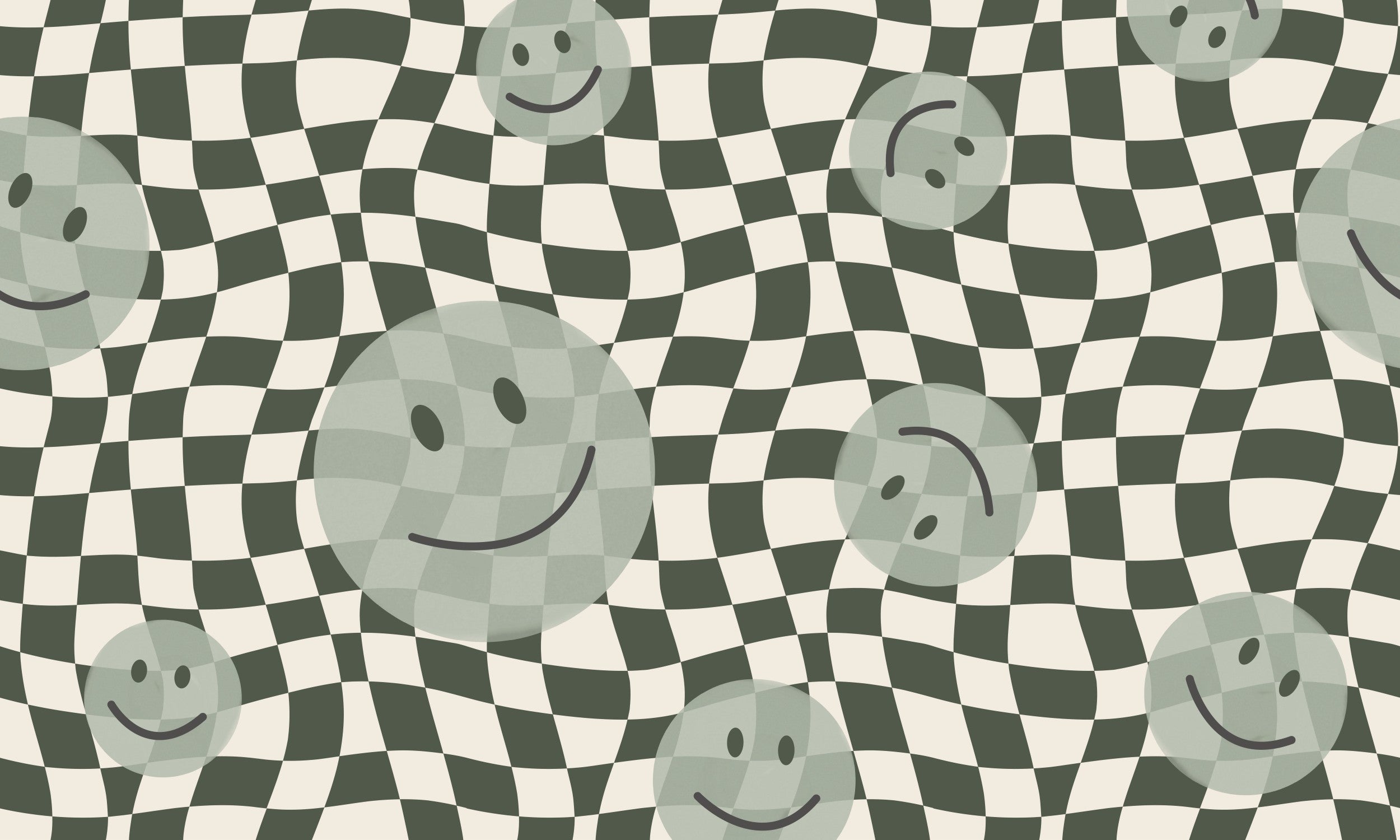 Smiley behang fotobehang voor kinderkamer tienerkamer zwart wit geblokt met groene smiley