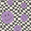 Smiley behang fotobehang kinderkamer tienerkamer meisjeskamer paars zwart wit geblokt