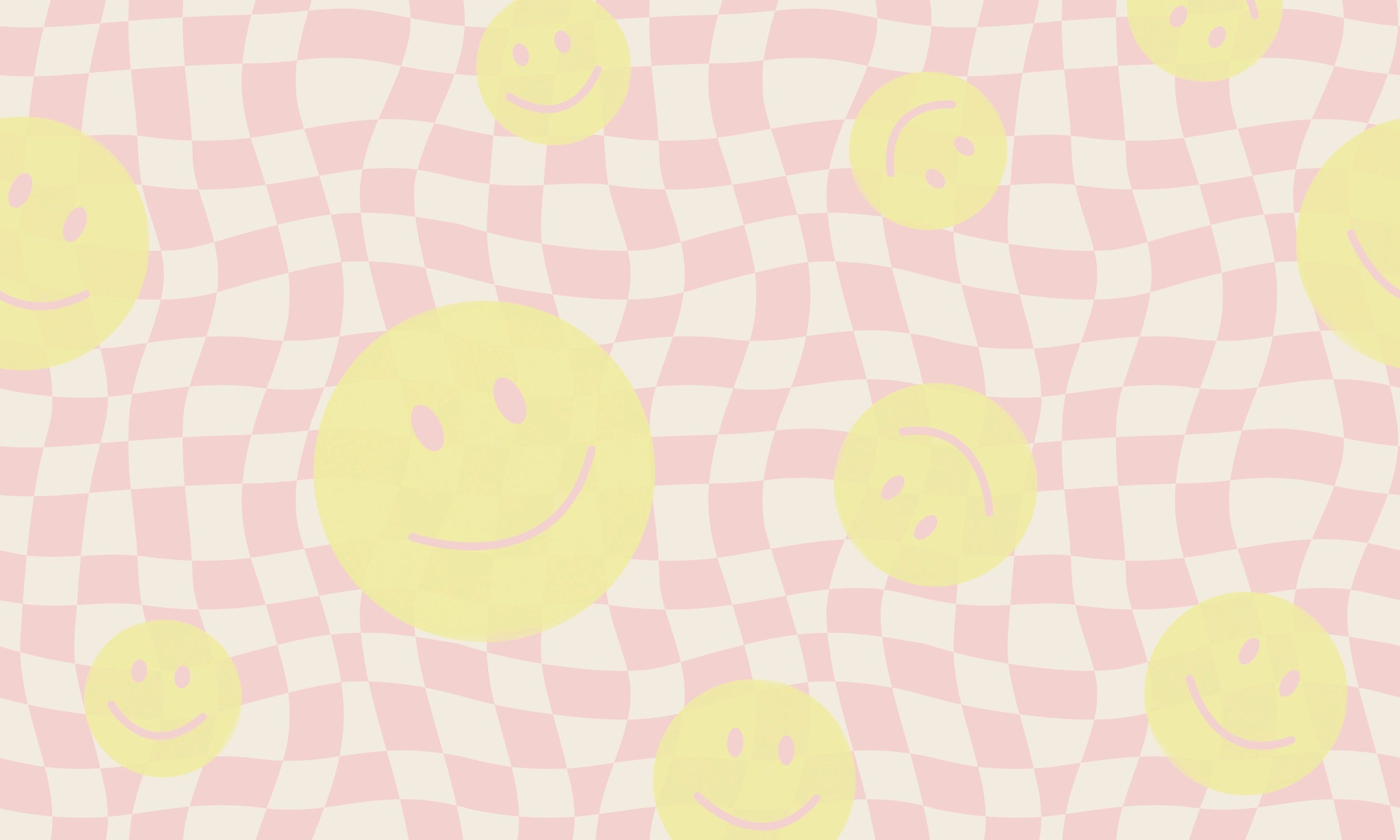Smiley behang fotobehang kinderkamer tienerkamer meisjeskamer roze geel geblokt