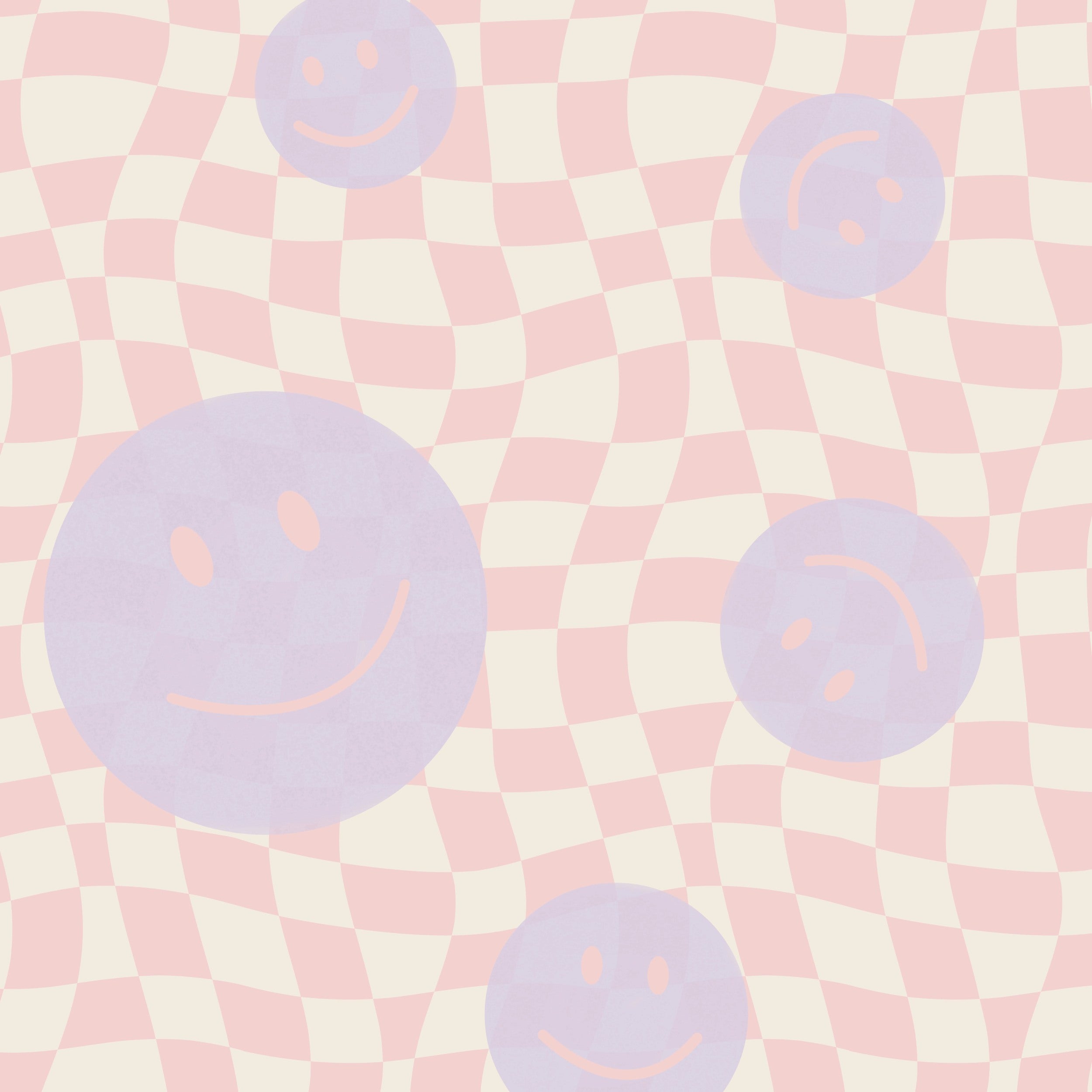 Smiley behang fotobehang kinderkamer tienerkamer meisjeskamer roze lila geblokt