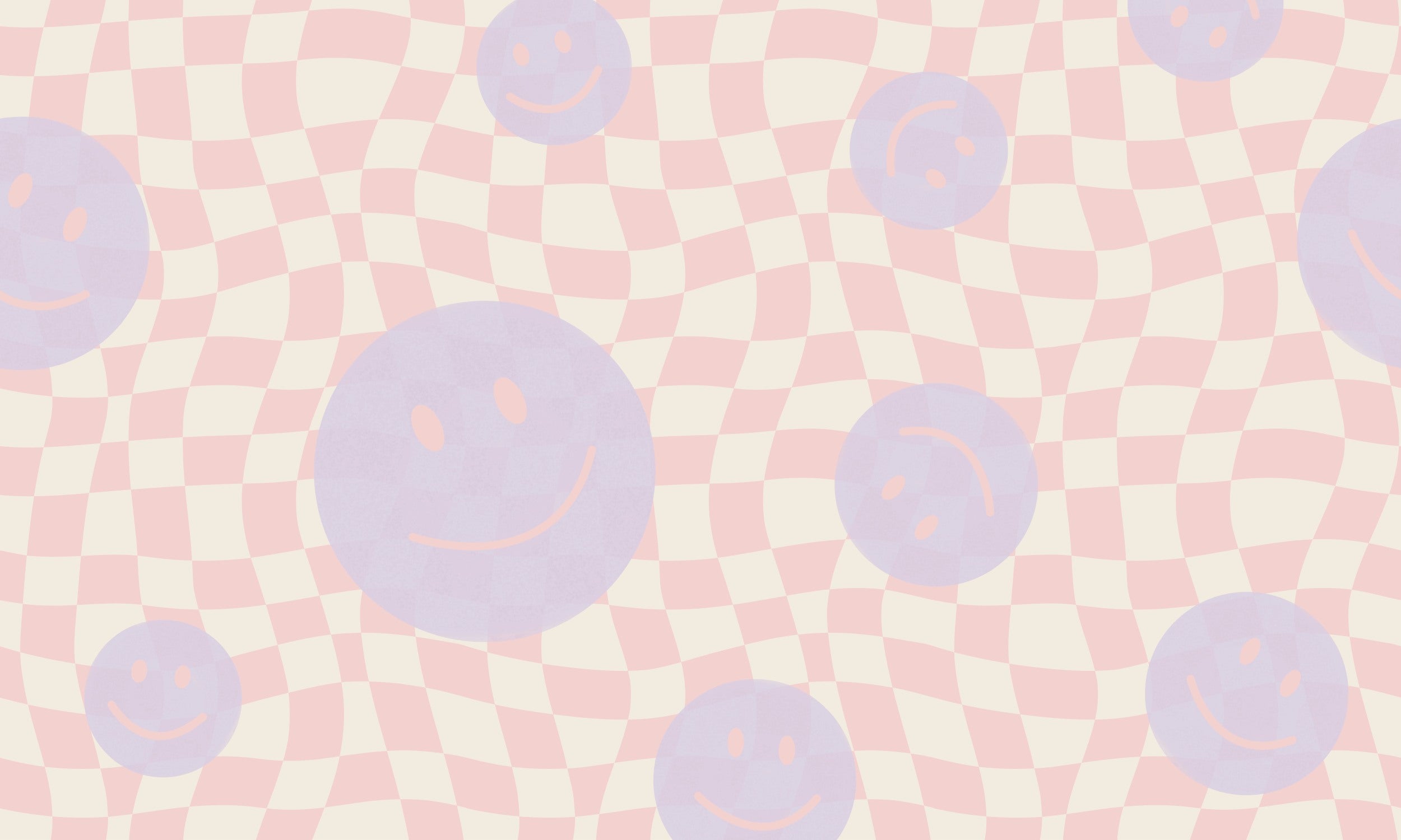 Smiley behang fotobehang kinderkamer tienerkamer meisjeskamer roze lila geblokt