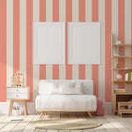 Papr Walls kinderbehang strepen behang kinderkamer koraal roze