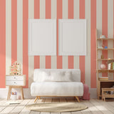 Papr Walls kinderbehang strepen behang kinderkamer koraal roze