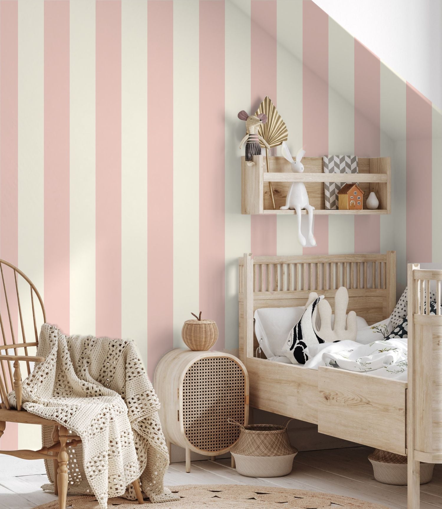 Papr Walls strepen behang voor de kinderkamer meisjeskamer lichtroze tienerkamer