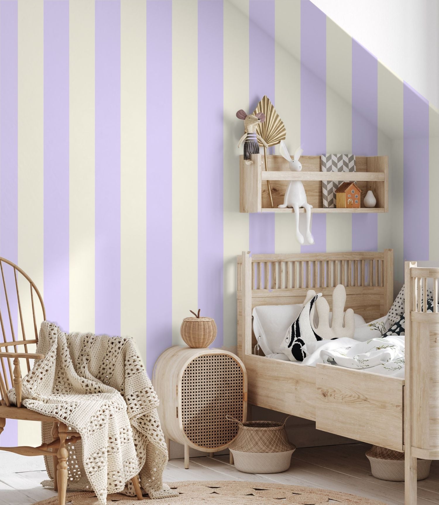 Papr Walls strepen behang voor de kinderkamer meisjeskamer lila tienerkamer