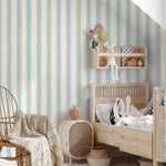Strepen behang kinderkamer jongenskamer babykamer papr walls straight up small lichtblauw