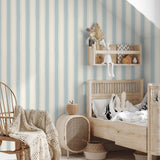 Strepen behang kinderkamer jongenskamer babykamer papr walls straight up small lichtblauw