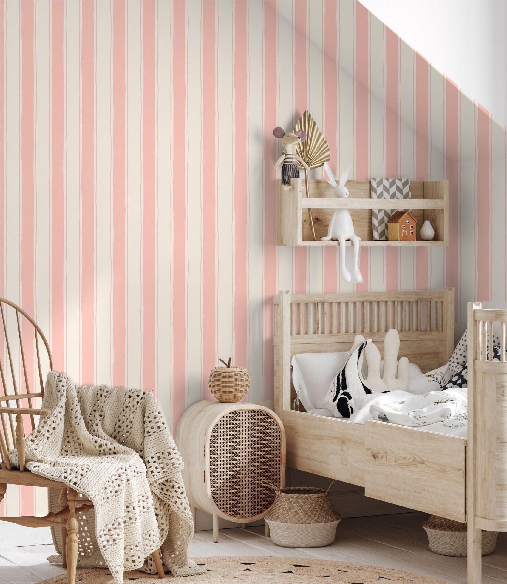 Strepen behang kinderkamer meisjeskamer babykamer papr walls straight up small roze