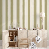 Strepen behang kinderkamer jongenskamer babykamer mosgroen groen Papr Walls
